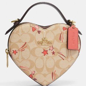 NWT Heart Crossbody In Signature Canvas With Heart And Star Print